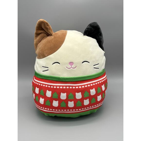 Squishmallows Cam The Calico Cat Christmas In Sweater Plush 14” Stuffed Animal - Picture 1 of 8